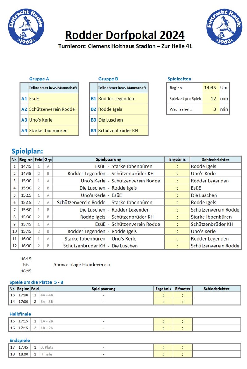 Dorfpokal Spielplan Dorfpokal Spielplan